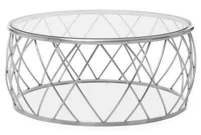 Ackley Round Coffee Table with Chrome Base - Clear Glass