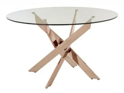 Allure 4 Seater Round Dining Table - Rose Gold, Glass image