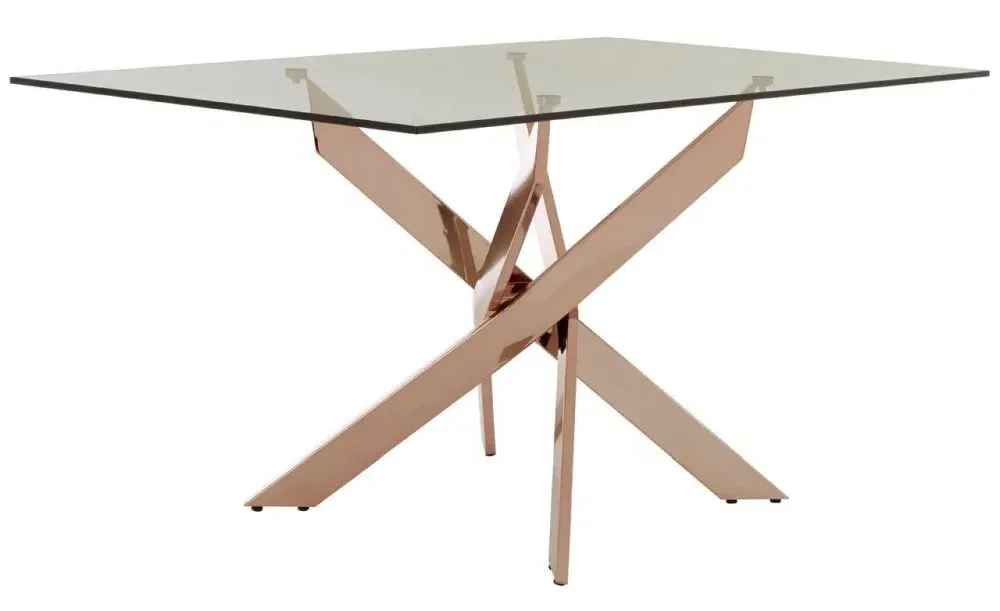 Allure 6 Seater Dining Table - Rose Gold, Glass
