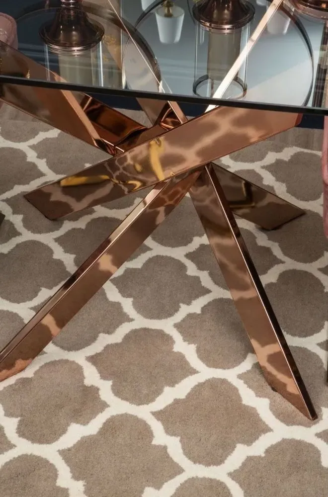 Allure 6 Seater Dining Table - Rose Gold, Glass