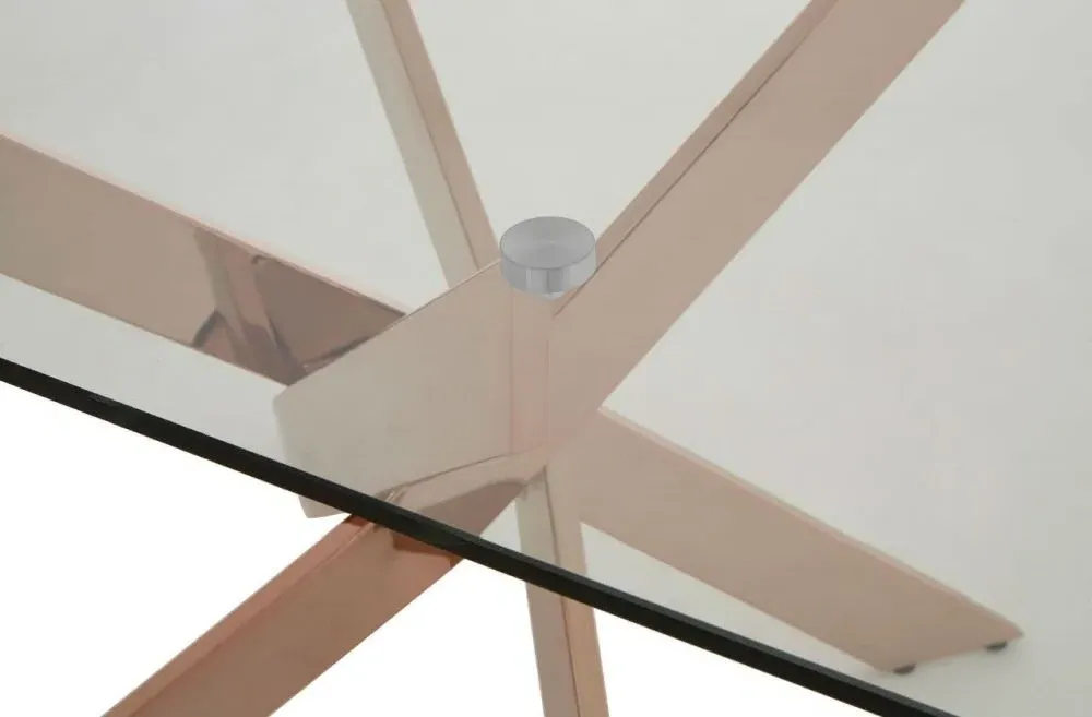 Allure 6 Seater Dining Table - Rose Gold, Glass