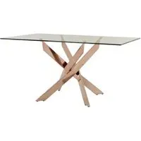 Allure 6 Seater Dining Table - Rose Gold, Glass