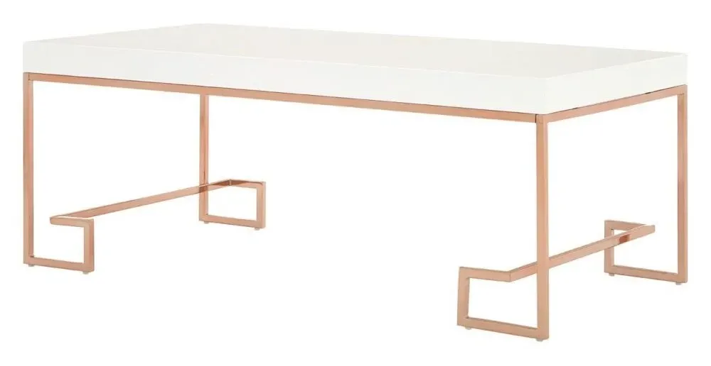Allure Coffee Table with Angled Legs - White, Gloss