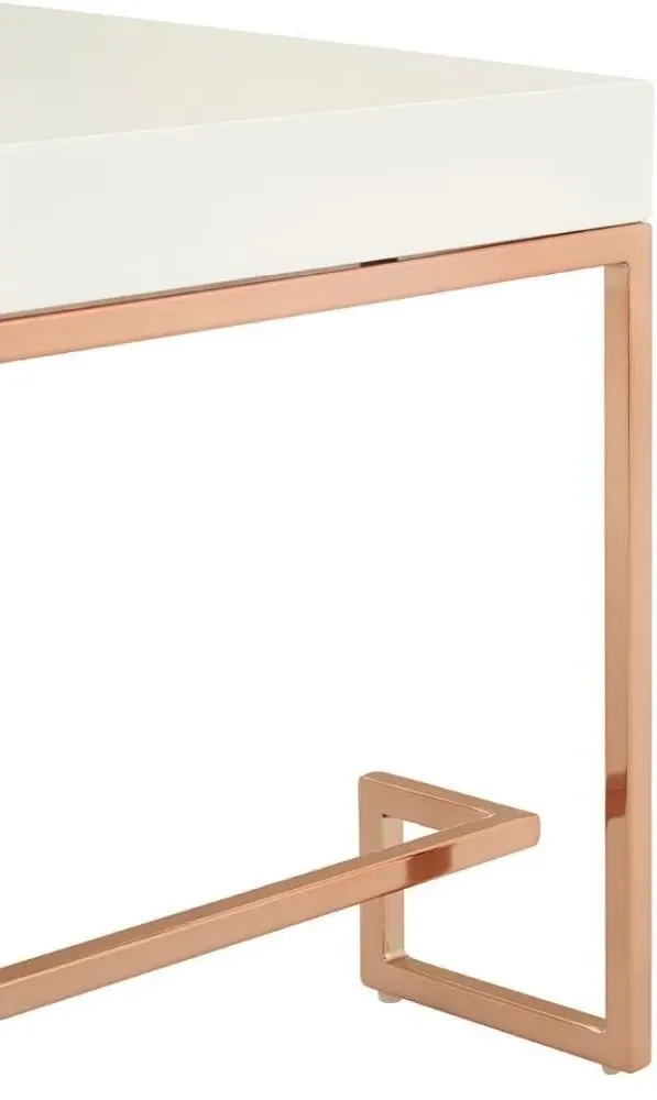 Allure Coffee Table with Angled Legs - White, Gloss