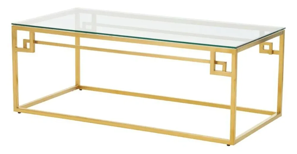 Allure Coffee Table with Brushed Base - Gold, Glass