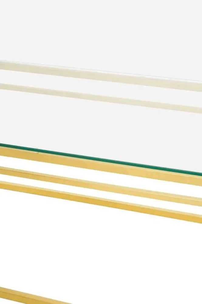 Allure Coffee Table with Brushed Base - Gold, Glass