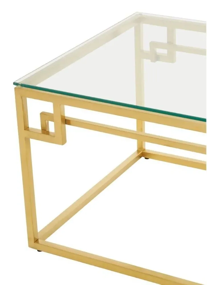 Allure Coffee Table with Brushed Base - Gold, Glass