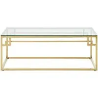 Allure Coffee Table with Brushed Base - Gold, Glass
