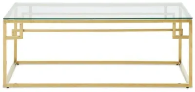 Allure Coffee Table with Brushed Base - Gold, Glass