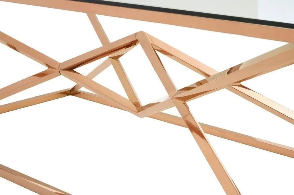 Allure Coffee Table with Corseted Base - Rose Gold, Glass