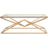 Allure Coffee Table with Corseted Base - Rose Gold, Glass