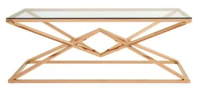 Allure Coffee Table with Corseted Base - Rose Gold, Glass