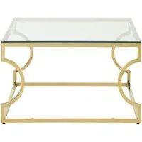 Allure Coffee Table with Curved Base - Gold, Glass