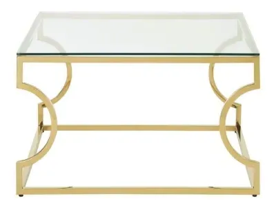 Allure Coffee Table with Curved Base - Gold, Glass