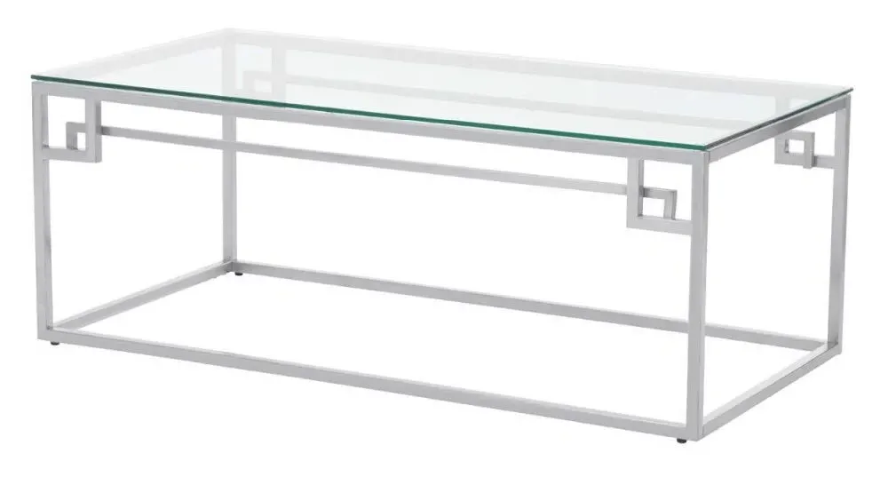 Allure Coffee Table with Spike Base - Silver, Glass