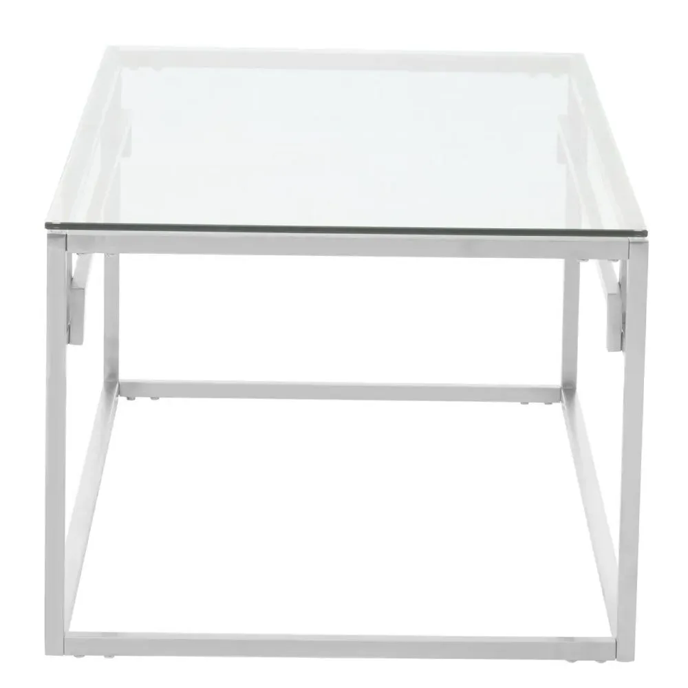 Allure Coffee Table with Spike Base - Silver, Glass