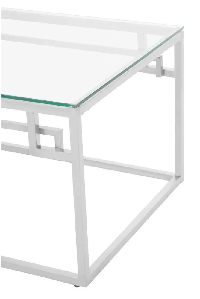 Allure Coffee Table with Spike Base - Silver, Glass