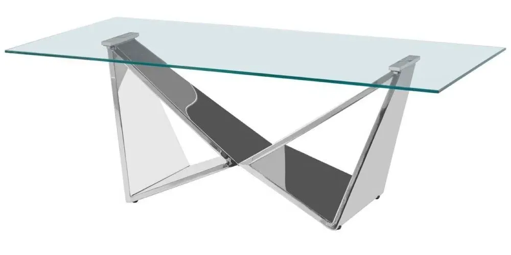 Allure Coffee Table with Wing Base - Chrome, Glass
