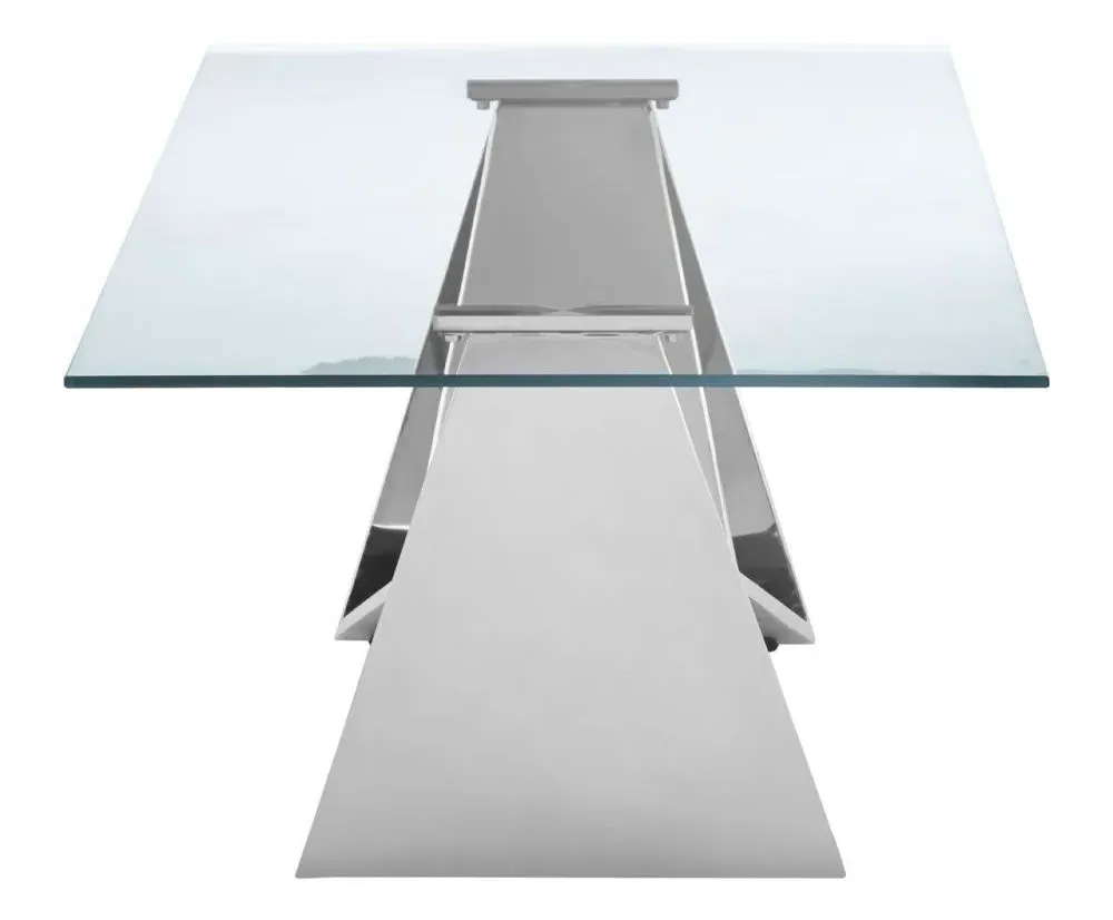 Allure Coffee Table with Wing Base - Chrome, Glass