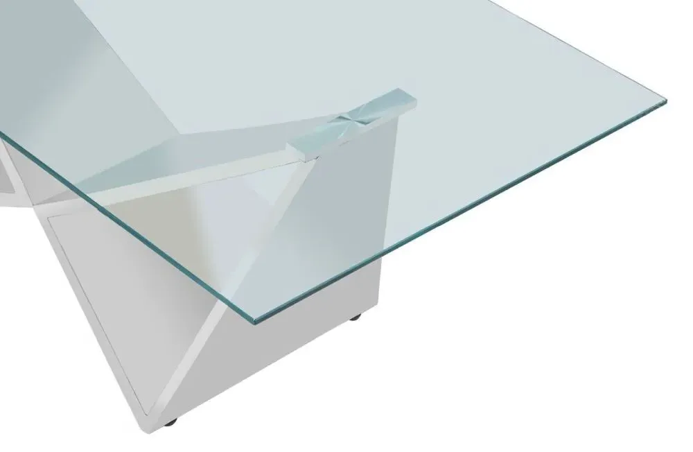 Allure Coffee Table with Wing Base - Chrome, Glass