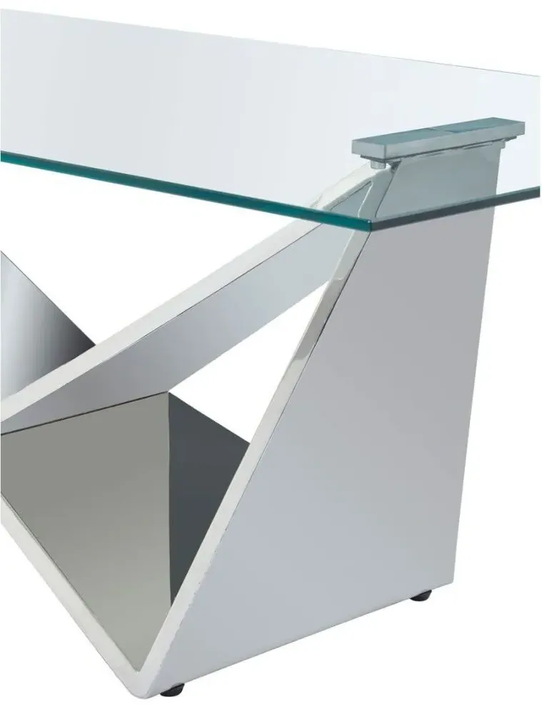 Allure Coffee Table with Wing Base - Chrome, Glass