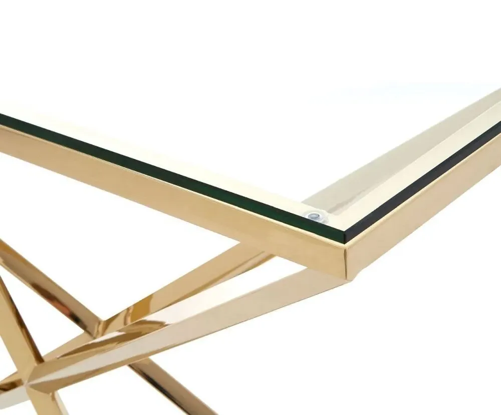 Allure Console Table - Gold, Glass