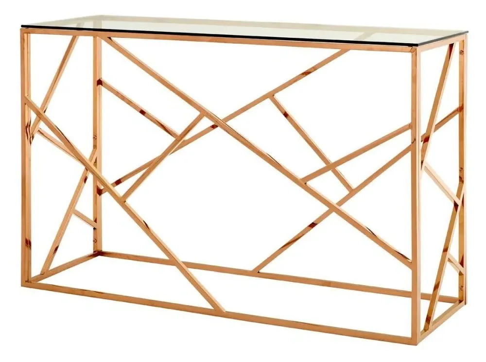 Allure Console Table - Rose Gold, Glass