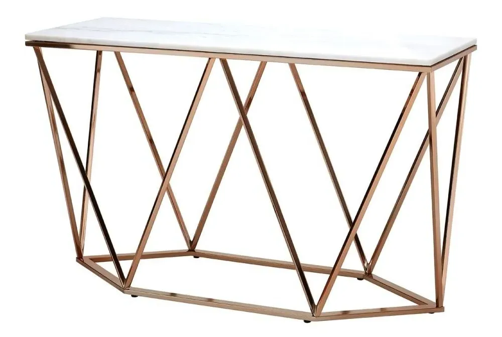 Allure Console Table - White, Faux Marble