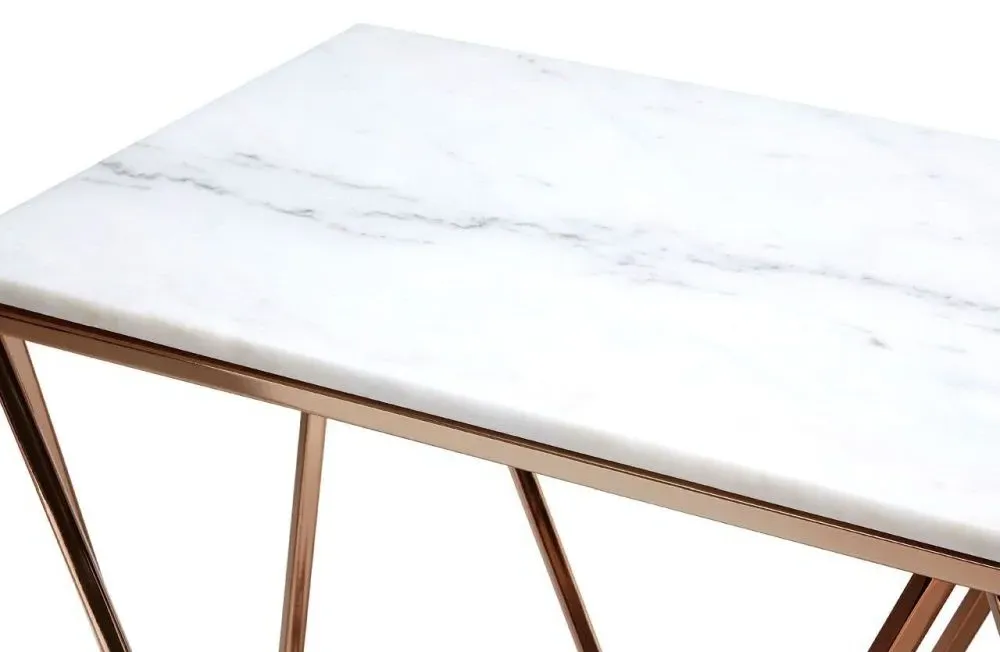 Allure Console Table - White, Faux Marble