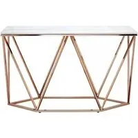 Allure Console Table - White, Faux Marble
