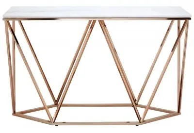 Allure Console Table - White, Faux Marble