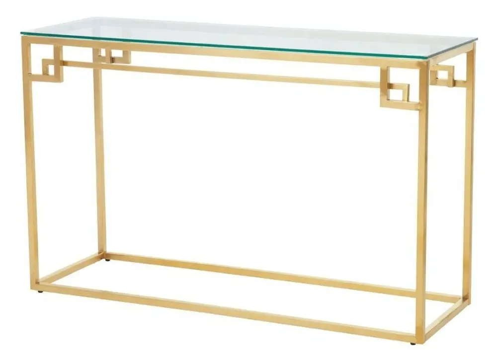 Allure Glass Console Table - Brushed Gold