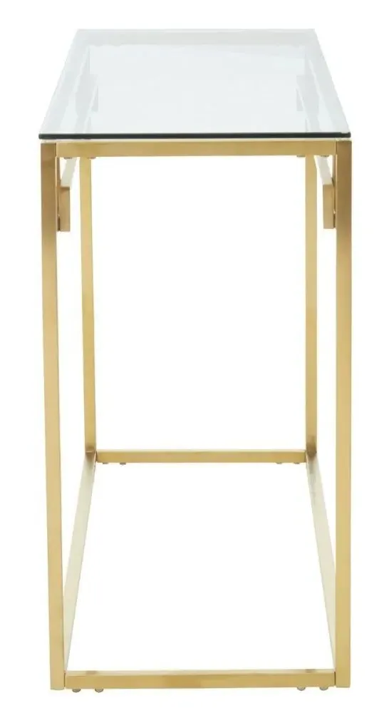 Allure Glass Console Table - Brushed Gold
