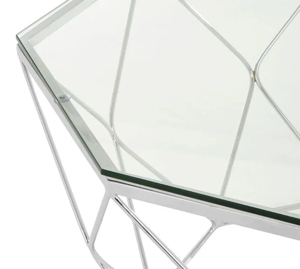 Allure Octagonal Coffee Table - Chrome, Glass