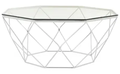 Allure Octagonal Coffee Table - Chrome, Glass