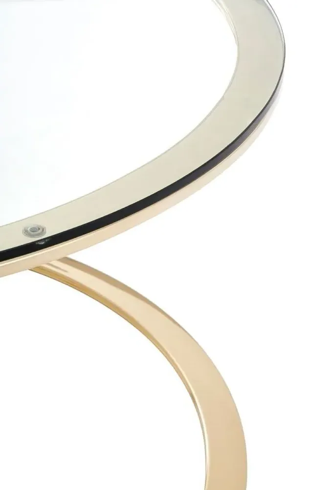 Allure Round Coffee Table with Champagne Gold Base - Glass