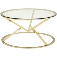 Allure Round Coffee Table with Champagne Gold Base - Glass