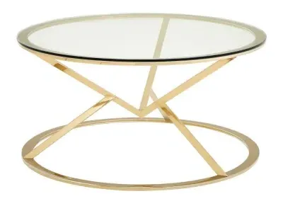 Allure Round Coffee Table with Champagne Gold Base - Glass image