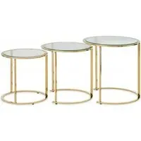 Allure Round Nest of 3 Tables - Gold, Glass