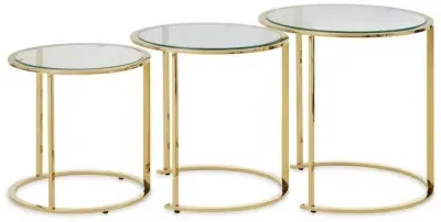 Allure Round Nest of 3 Tables - Gold, Glass