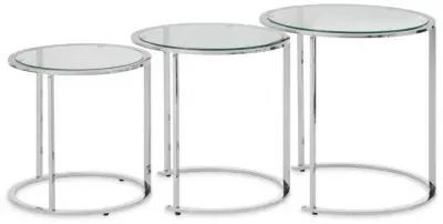 Allure Round Nest of 3 Tables - Silver, Glass image