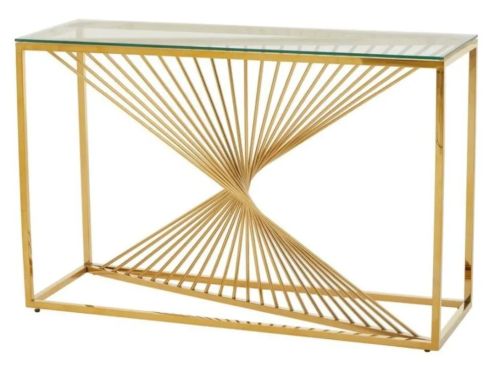 Amella Glass Console Table - Gold