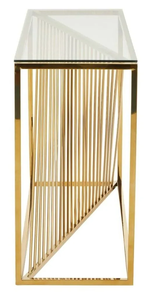 Amella Glass Console Table - Gold