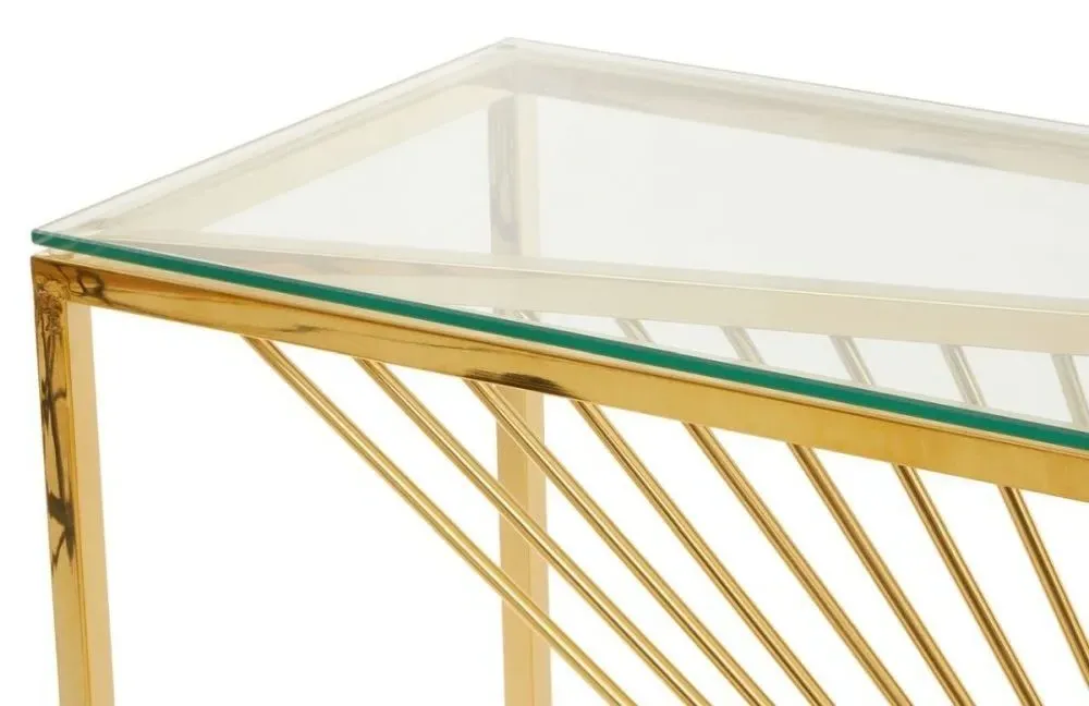 Amella Glass Console Table - Gold