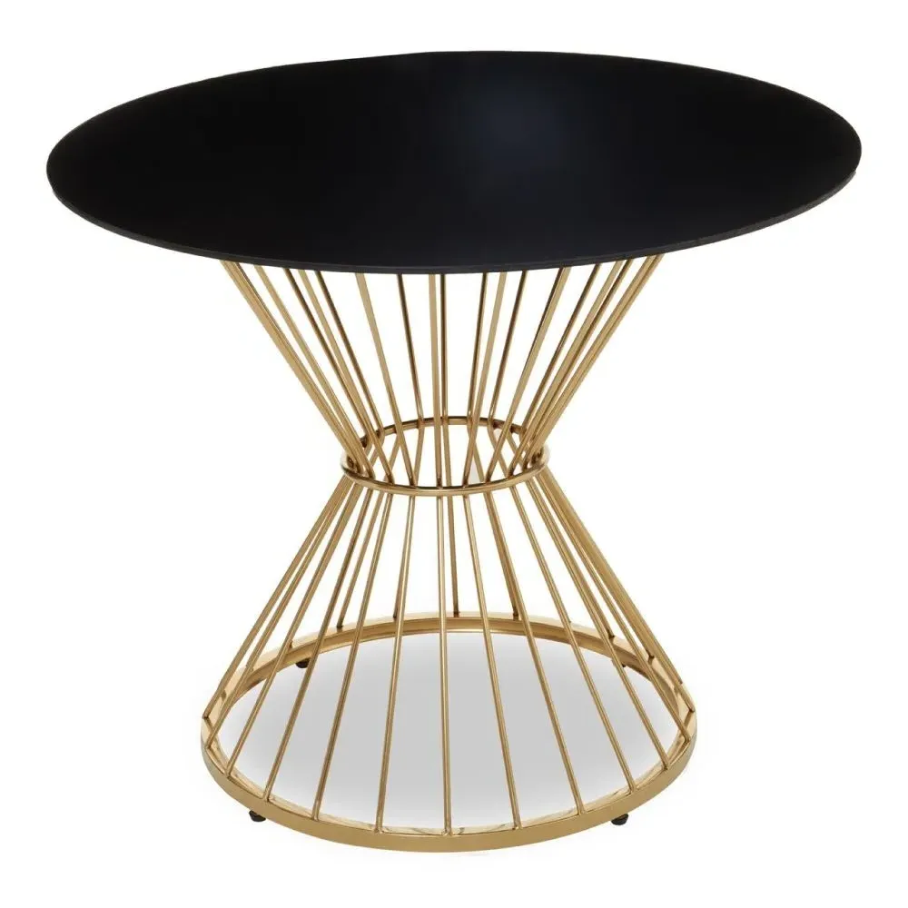 Anzio 2-Seater Round Dining Table with Hourglass Base - Black, Glass