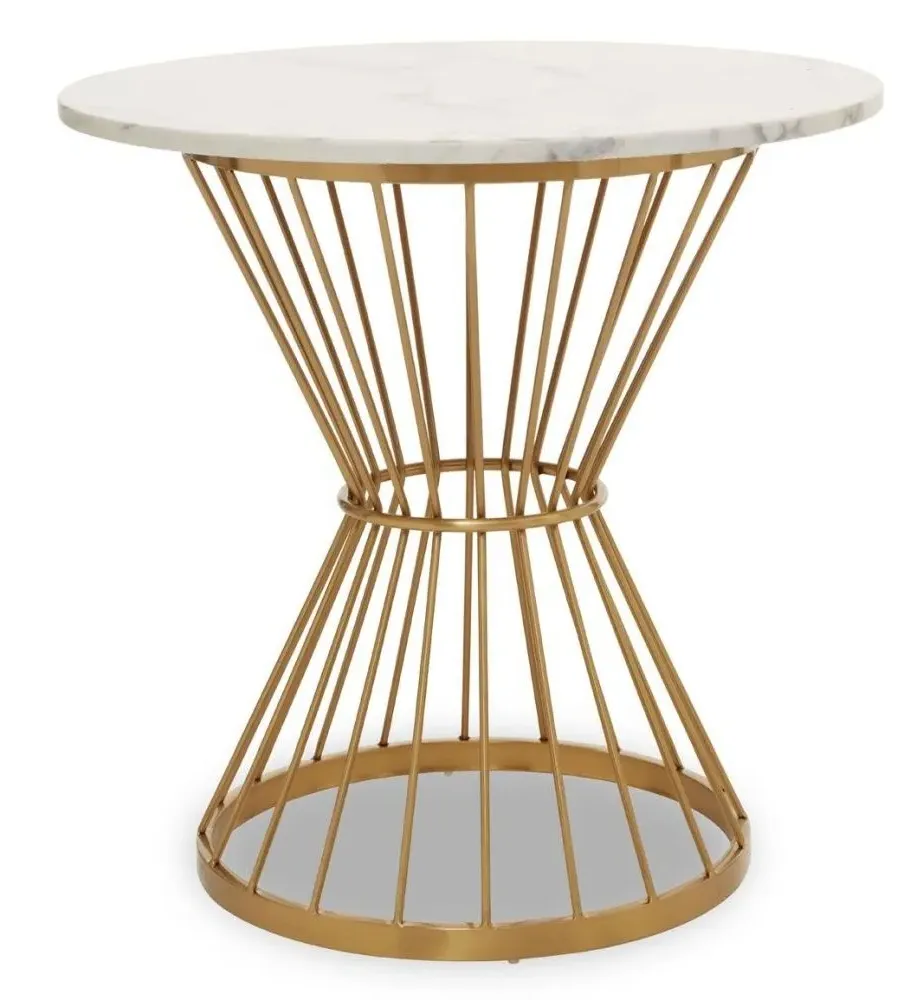 Anzio 2-Seater Round Dining Table with Hourglass Base - White, Marble