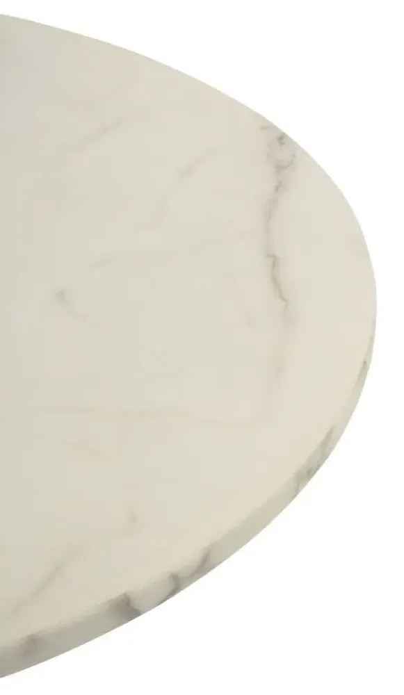 Anzio 2-Seater Round Dining Table with Hourglass Base - White, Marble