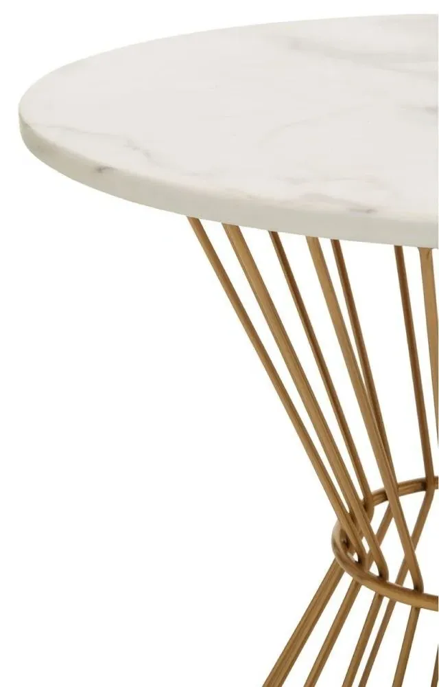 Anzio 2-Seater Round Dining Table with Hourglass Base - White, Marble