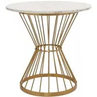 Anzio 2-Seater Round Dining Table with Hourglass Base - White, Marble