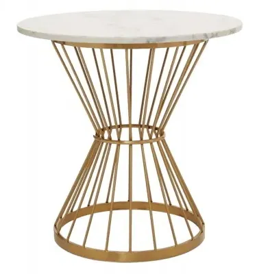 Anzio 2-Seater Round Dining Table with Hourglass Base - White, Marble